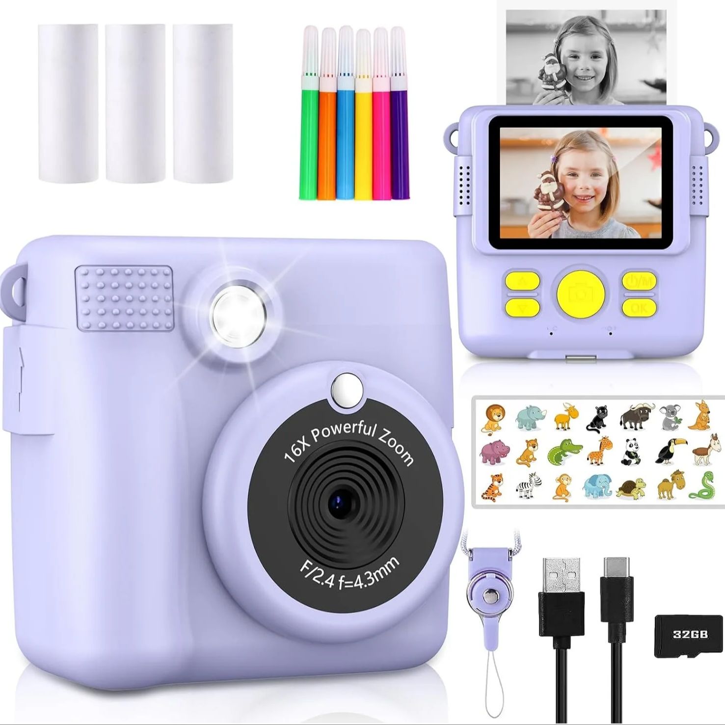 Kids Education News - Фотокамера InstantPrint для детей, рождественские подарки