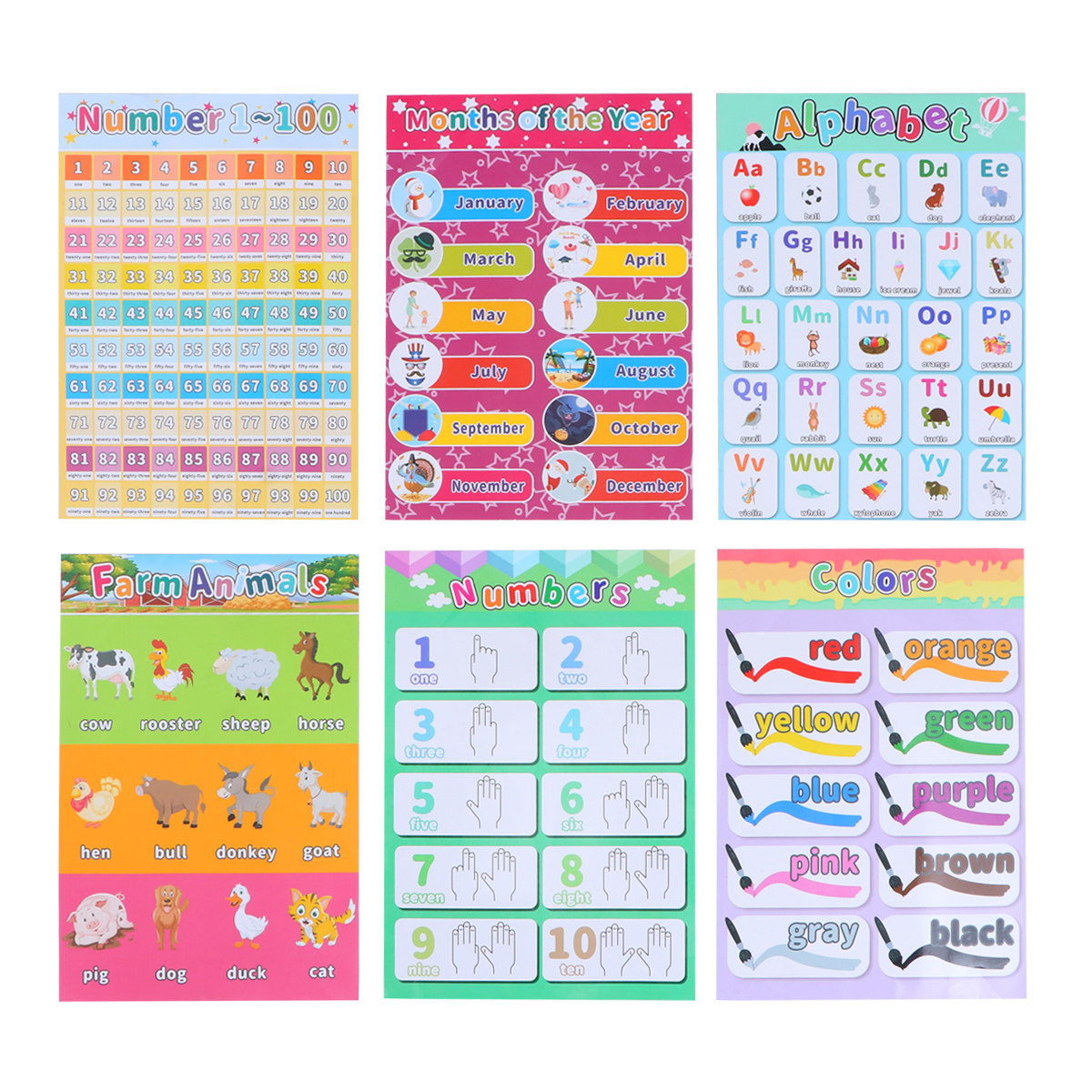 Kids Educational Poster - Набор из 6 детских постеров с