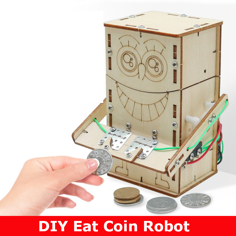 Kids Education Money - Деревянный электрический робот-монета «сделай сам», модели