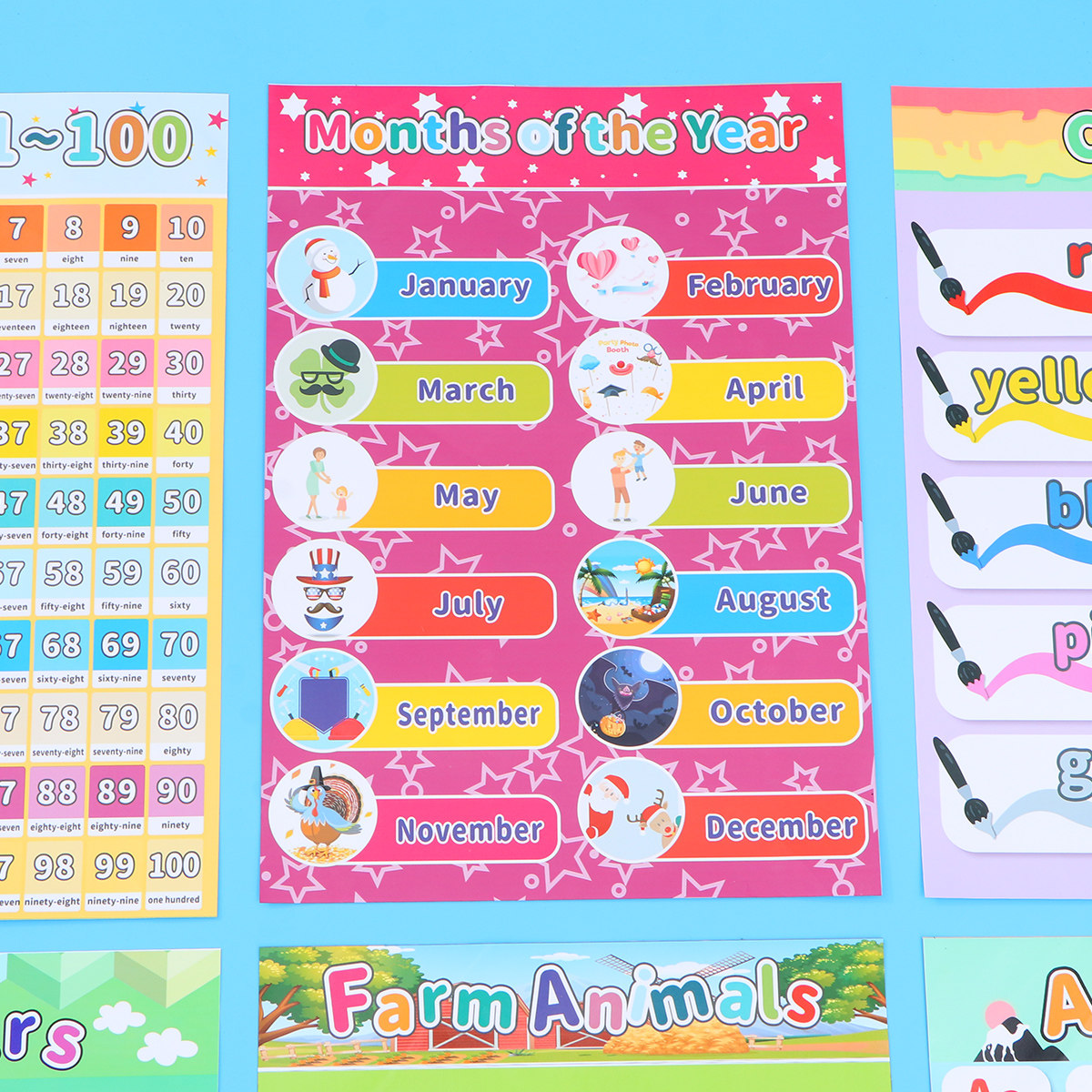 Набор из 6 детских постеров с  – обзор и цена Kids Educational Poster